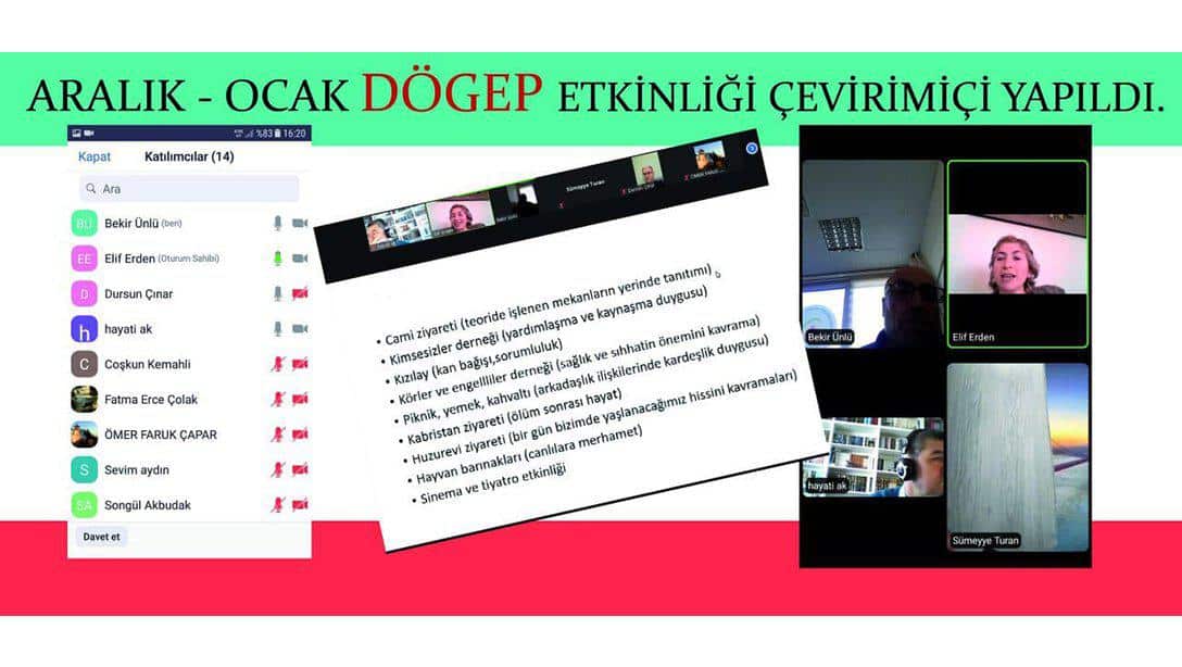 Aralık-Ocak Dögep Etkinliği Çevrimiçi Olarak Yapıldı